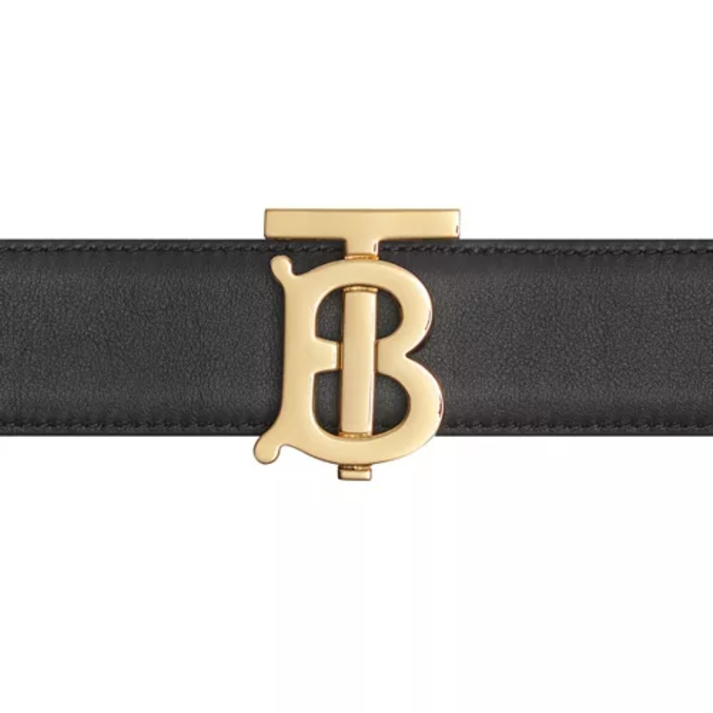 Burberry Black/Brown Reversible Belt with Gold Buckle